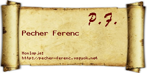 Pecher Ferenc névjegykártya